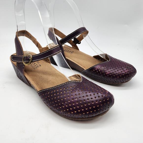 L'Artiste Spring Step Lizzie Mary Jane Wedge Clog Sandals Purple EU 35 US 5 - Picture 1 of 7